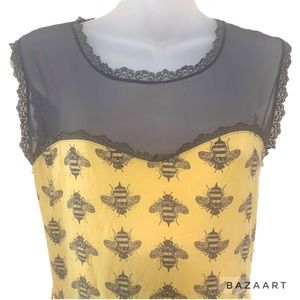 Effie's Heart Yellow and Black Bee Print Midi Dress
